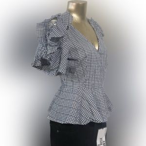 J.O.A. Fit and Flare Gingham Top, M